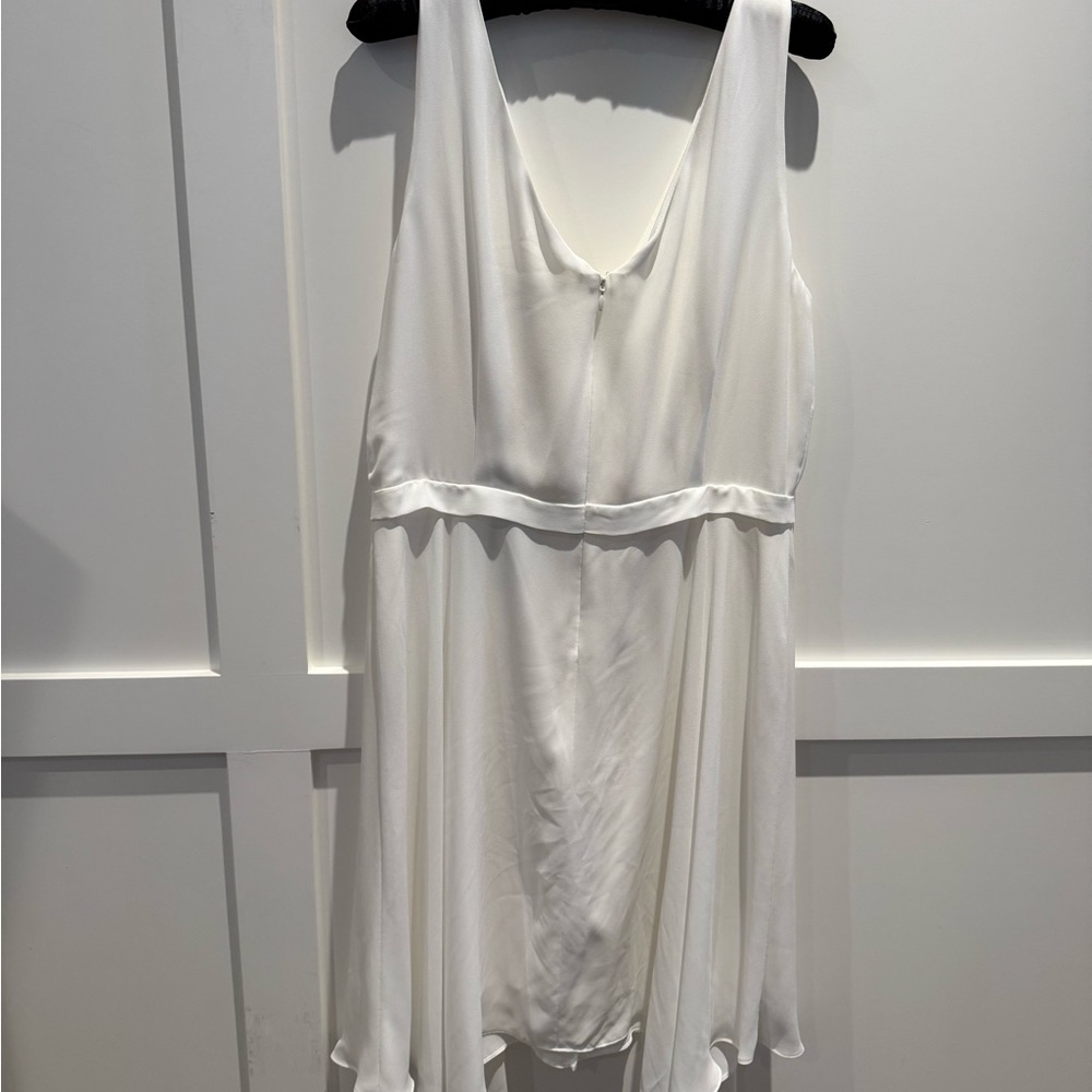 BCBG White Ruffle V-Neck Dress - Picture 4 of 4
